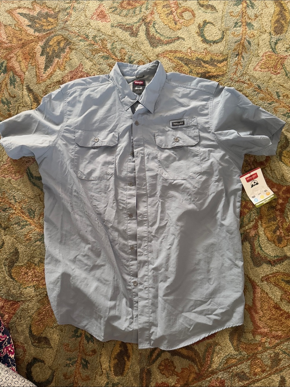 Wrangler Light Blue Short-Sleeve Button-Down Shirt